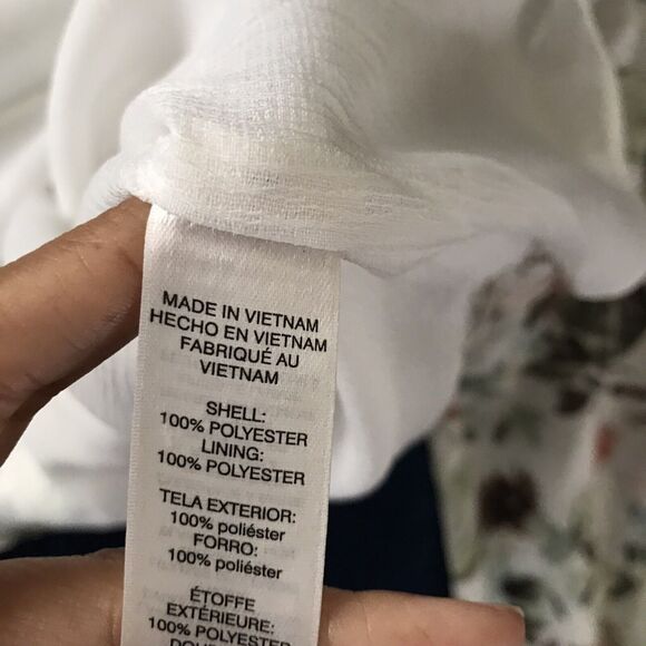 Chicos Ivory Floral Crinkled Boho Gypsy Tunic Top Long Sleeve Blouse NWOT - L - Picture 8 of 9